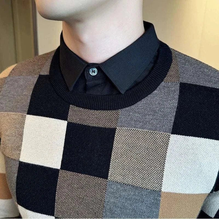 Tone two color sweater - AntoniosClothing - Grayish Green