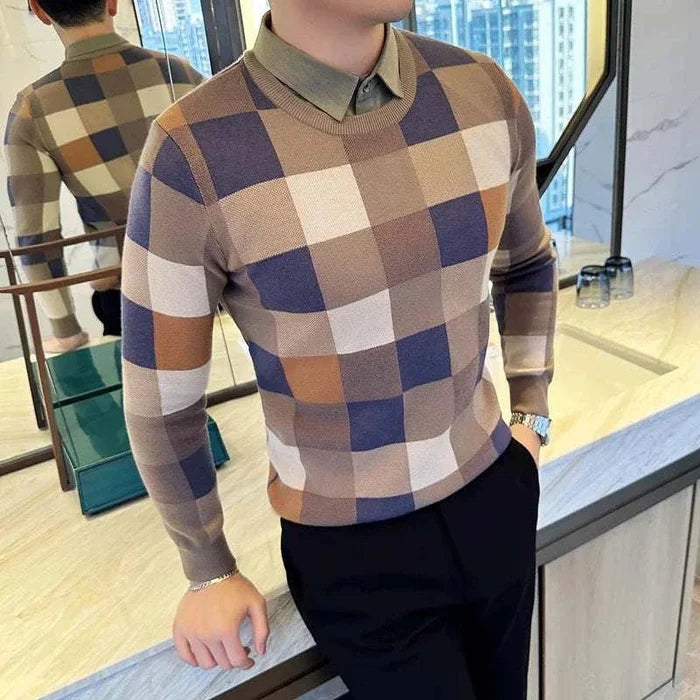 Tone two color sweater - AntoniosClothing - Black