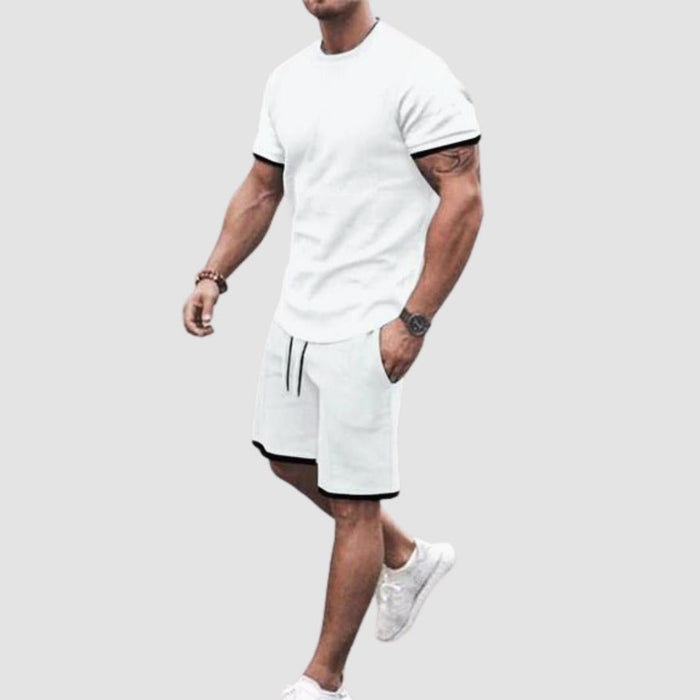 AntoniosClothing white casual summer set 2 piece ( T-Shirt+Shorts) - AntoniosClothing - S