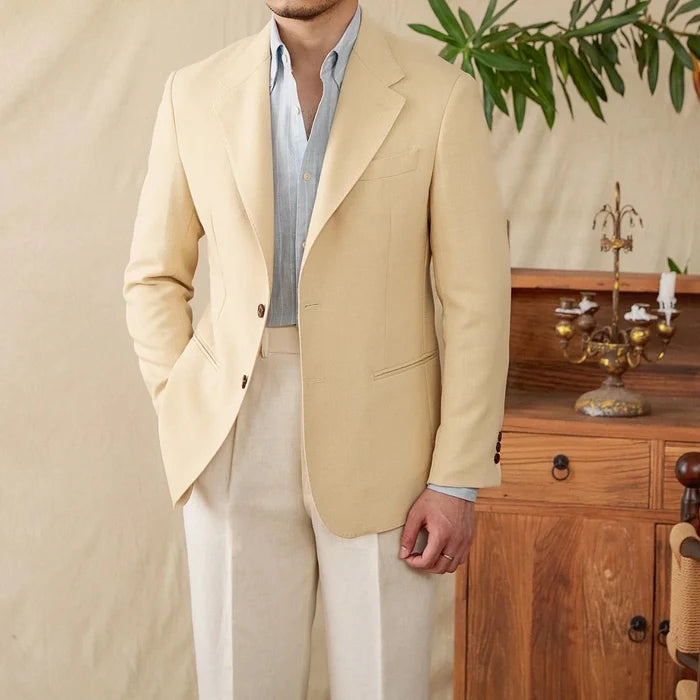 Business linen relaxation jacket - AntoniosClothing - Medium yellow