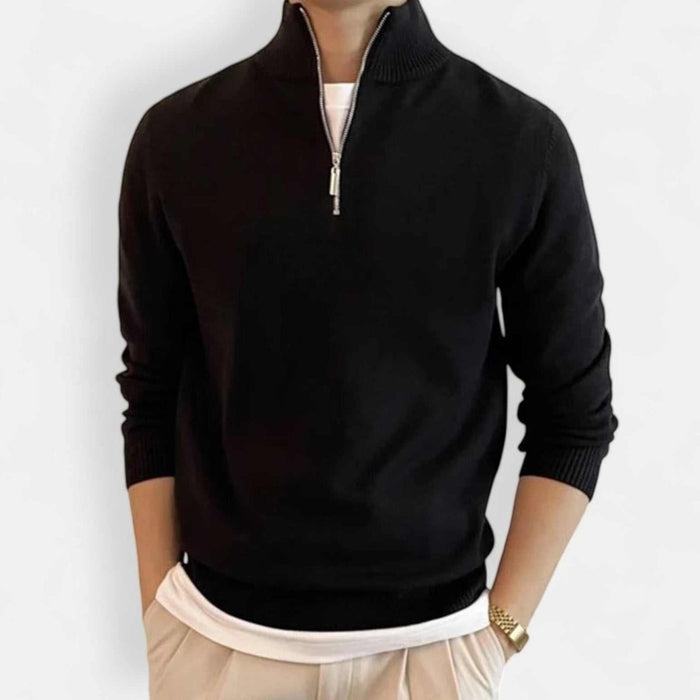 Stand collar zipper sweater - AntoniosClothing - Brown