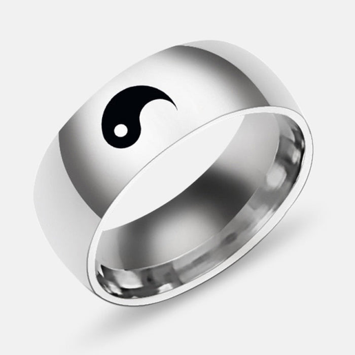 Antonios Yin Yang Stainless Steel Ring Men - AntoniosClothing - white
