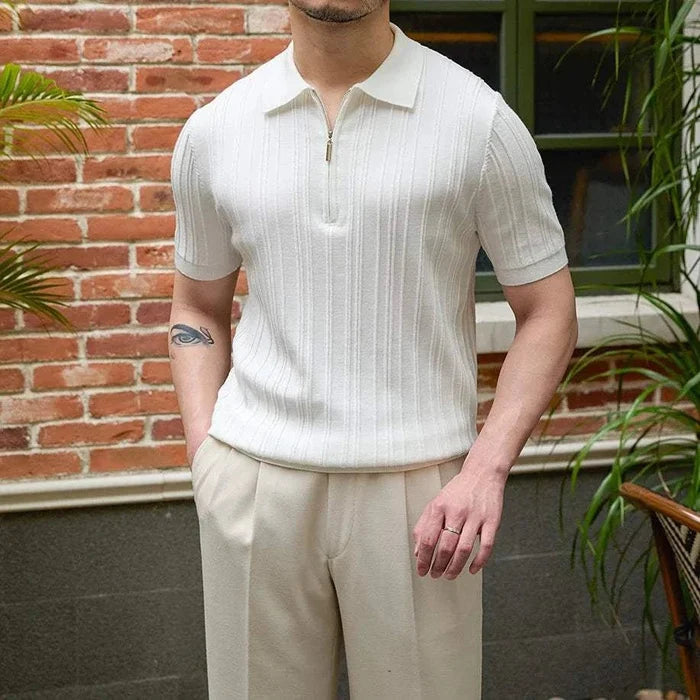 Spring zipper t-shirt men - AntoniosClothing - White