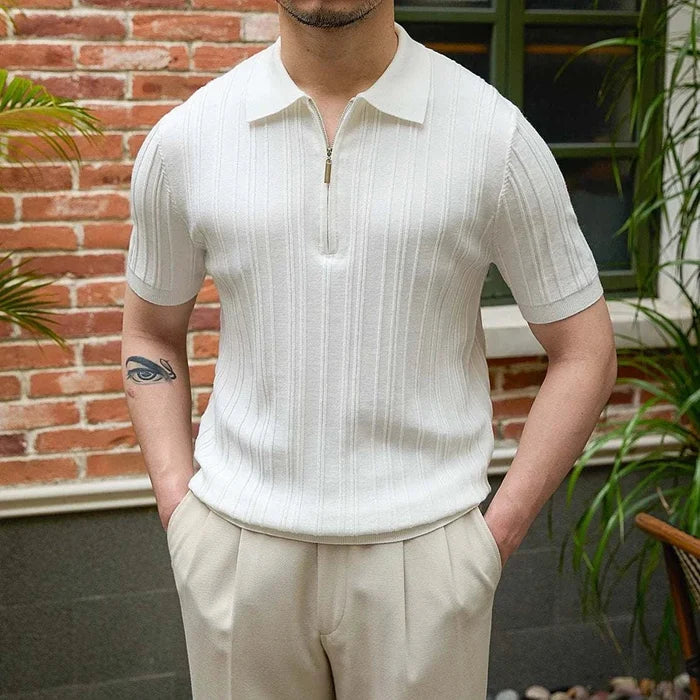 Spring zipper t-shirt men - AntoniosClothing - White