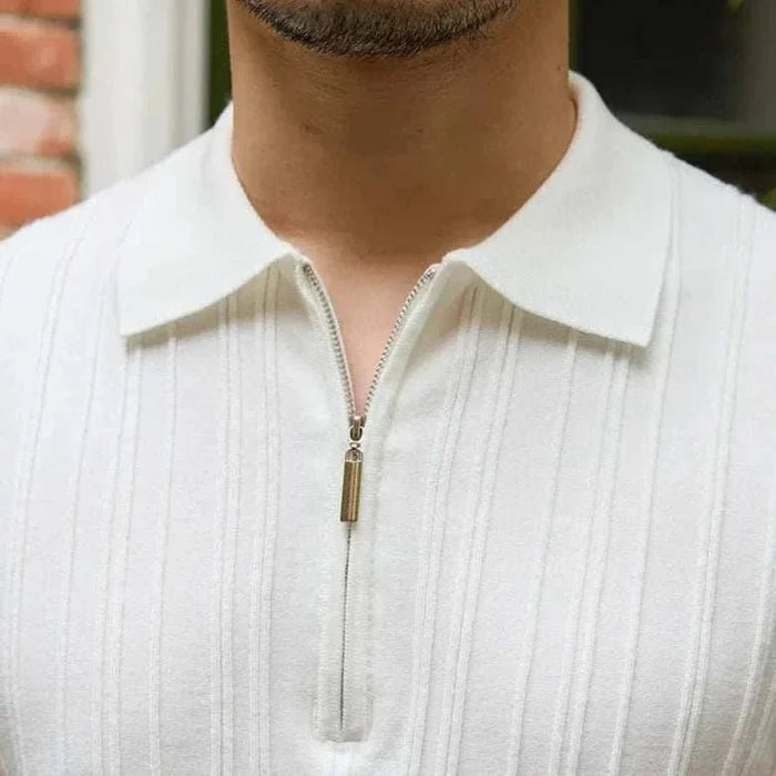 Spring zipper t-shirt men - AntoniosClothing - White