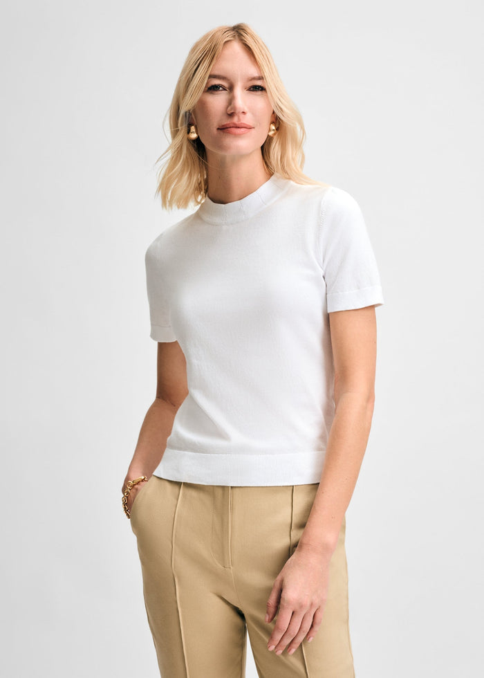 Mock Neck Short Sleeve Sweater Top