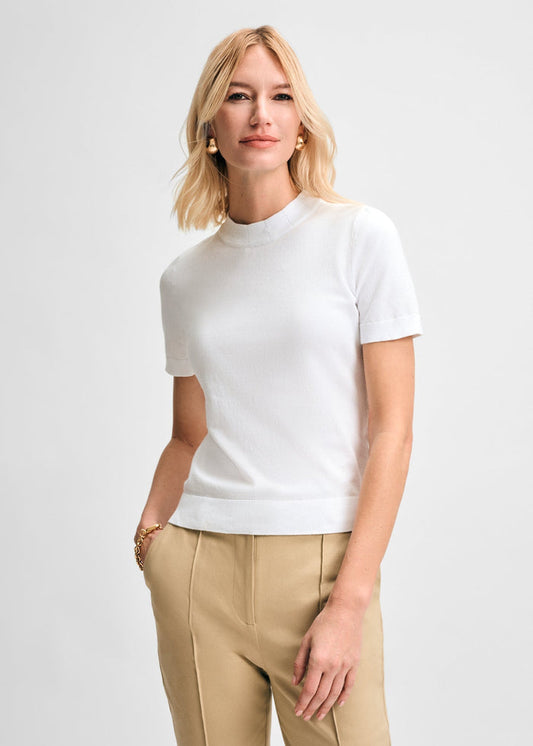 Mock Neck Short Sleeve Sweater Top