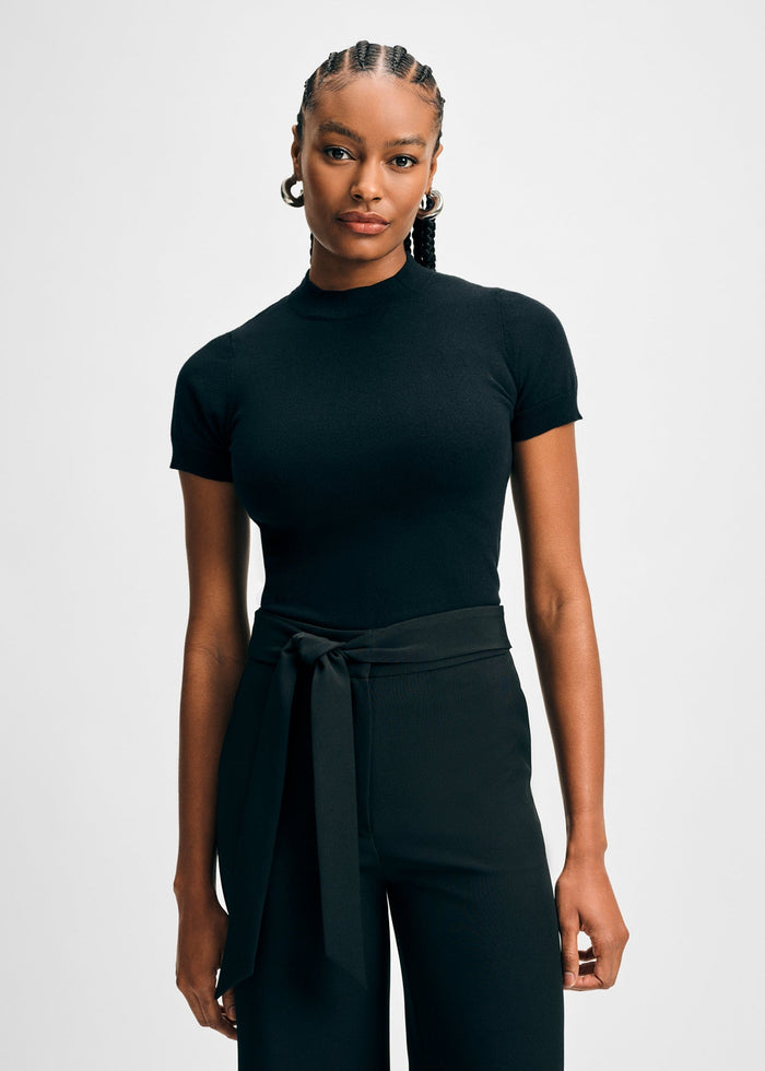 Mock Neck Short Sleeve Sweater Top