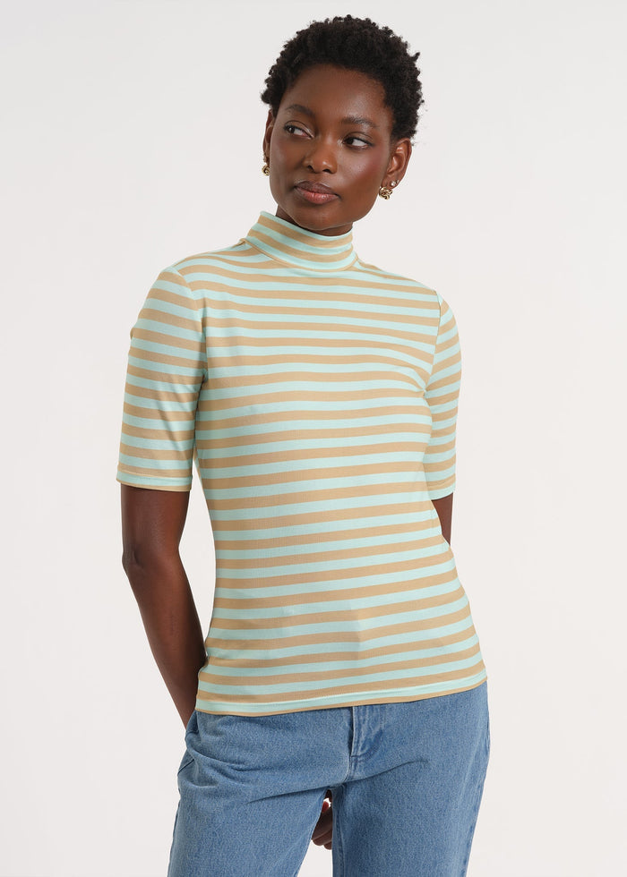 Mock Neck Three-Quarter Sleeve Sweater
