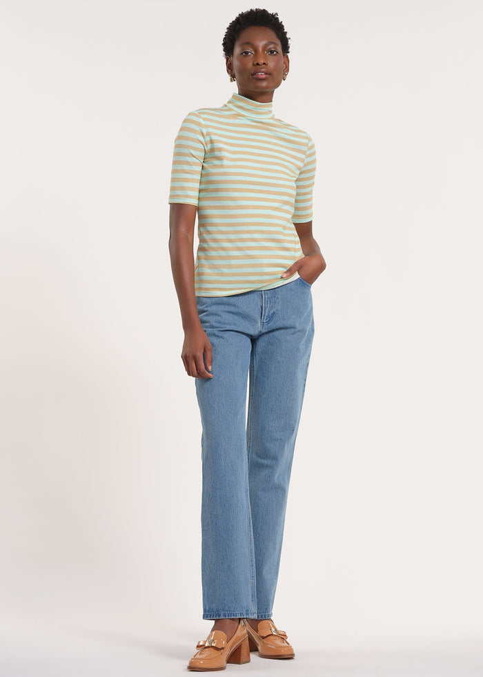 Mock Neck Three-Quarter Sleeve Sweater