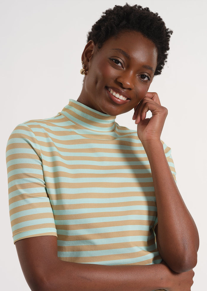 Mock Neck Three-Quarter Sleeve Sweater