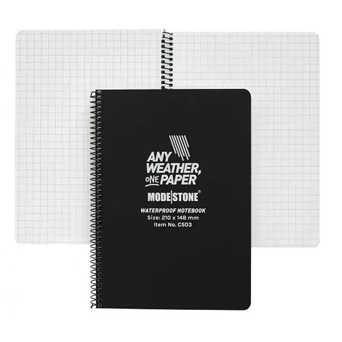 Modestone A5 Side Spiral Waterproof Notepad - John Bull Clothing Black from  John Bull Clothing