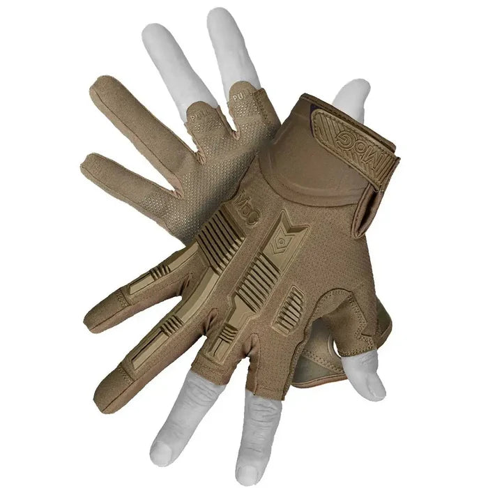 MoG Target High Abrasion Ergoshield Gloves - Trivium Brown shown in action with flexible fit and tactical grip for military applications.  from  John Bull Clothing