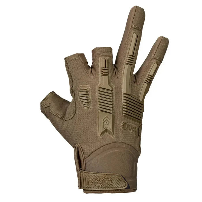 Front view of MoG Target High Abrasion Ergoshield Gloves - Trivium Brown featuring molded knuckle guards and adjustable wrist strap.  from  John Bull Clothing