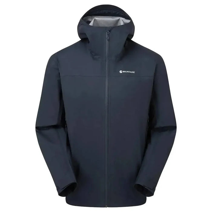 Montane Mens Cetus Lite Waterproof Jacket in black, designed for lightweight protection against rain and wind with a modern, minimalist look. Eclipse Blue from  John Bull Clothing