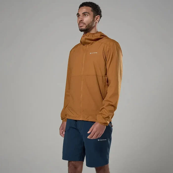 Men's lightweight hooded windproof jacket in tan, outdoor apparel for active wear Amber from  John Bull Clothing