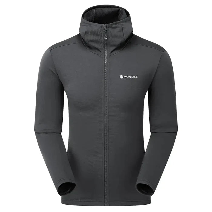 Montane Mens Protium Hoodie Fleece Jacket black softshell jacket for outdoor wear Midnight Grey from  John Bull Clothing
