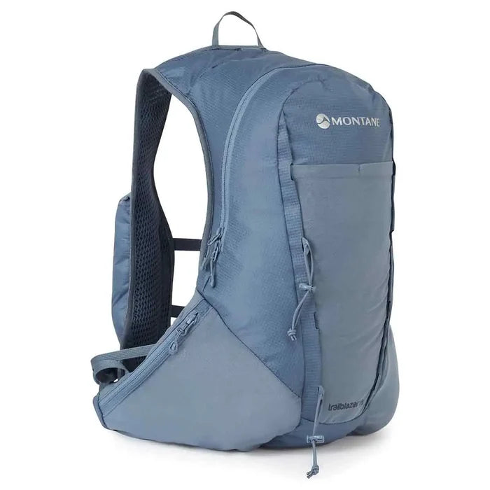 Montane Trailblazer 18L Backpack in blue, designed for lightweight performance with multiple compartments and ergonomic fit. Stone Blue from  John Bull Clothing