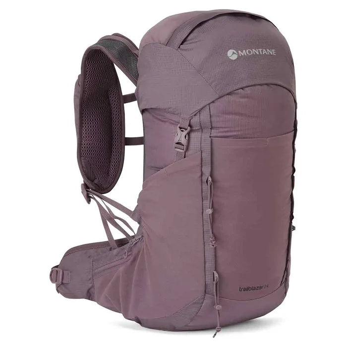 Montane Trailblazer 24L Womens Rucksack in dusky purple, designed for female outdoor enthusiasts with ergonomic fit and multiple storage options. Moonscape from  John Bull Clothing
