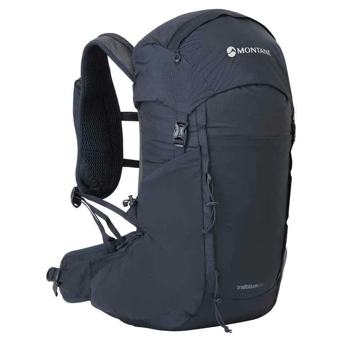Montane Trailblazer 24L Womens Rucksack in black, featuring a lightweight design, breathable back panel, and adjustable straps for comfort. Eclipse Blue from  John Bull Clothing