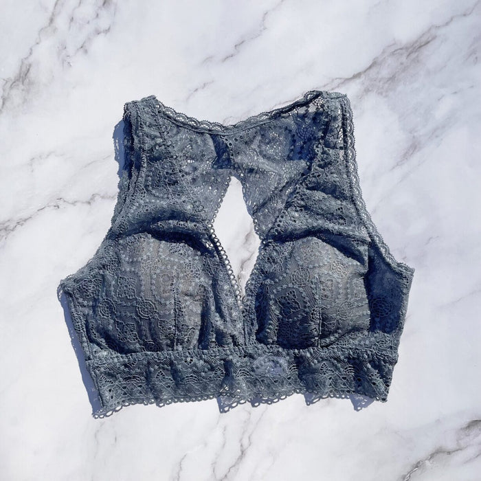 Moroccan Back Style Bralette | Blue Gray