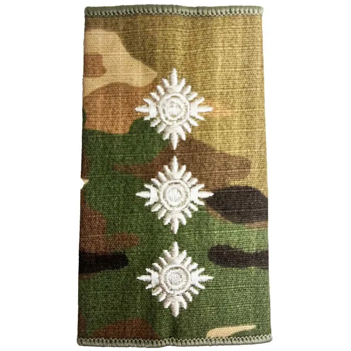 Multicam Rank Slide featuring three ivory stars embroidered on Cordura, suitable for senior officer ranks, MOD spec by John Bulls. Captain from  John Bull Clothing