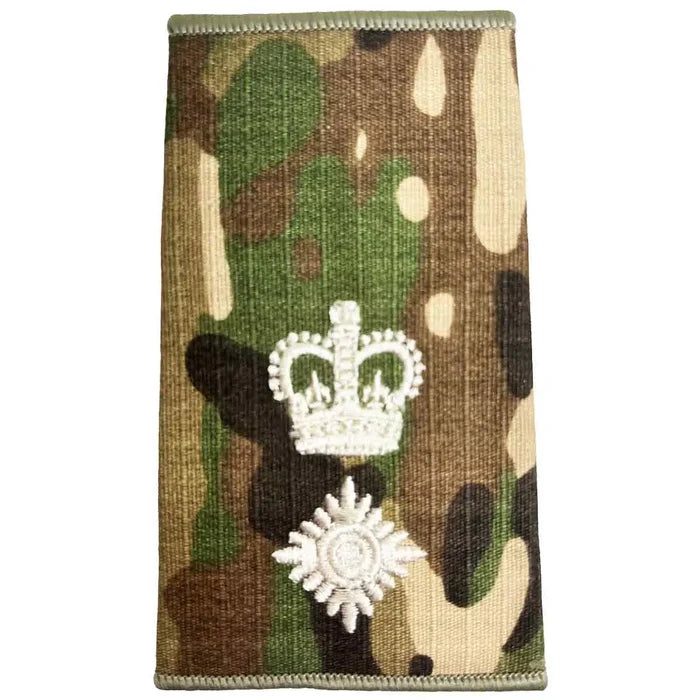 Multicam Rank Slide with crown and one ivory star, suitable for major rank, crafted to MOD specification by John Bulls. LT Colonel from  John Bull Clothing