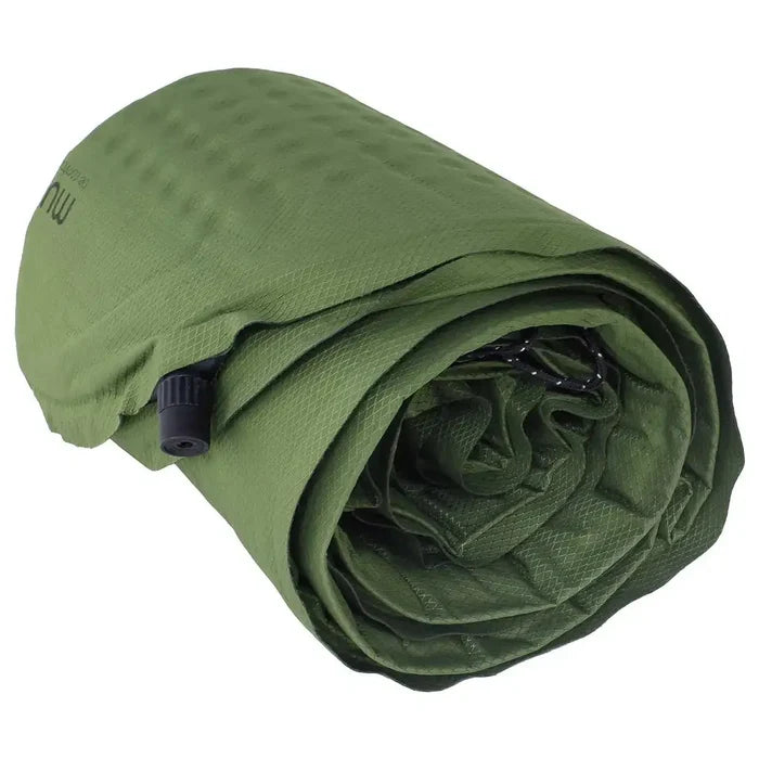 Green self-inflating camping mattress for outdoor recreation  from  John Bull Clothing