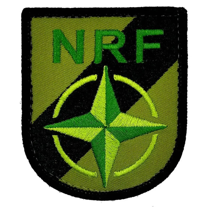 Nato Response Force TRF subdued hook & loop patch with embroidered green and black tactical design. Military uniform accessory made to MoD colors.  from  John Bull Clothing
