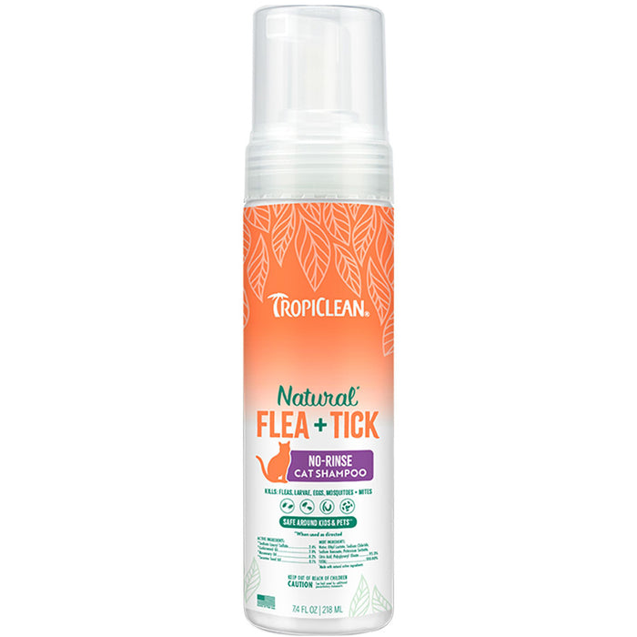 Tropiclean natural flea and tick no-rinse cat shampoo 7.4fl oz