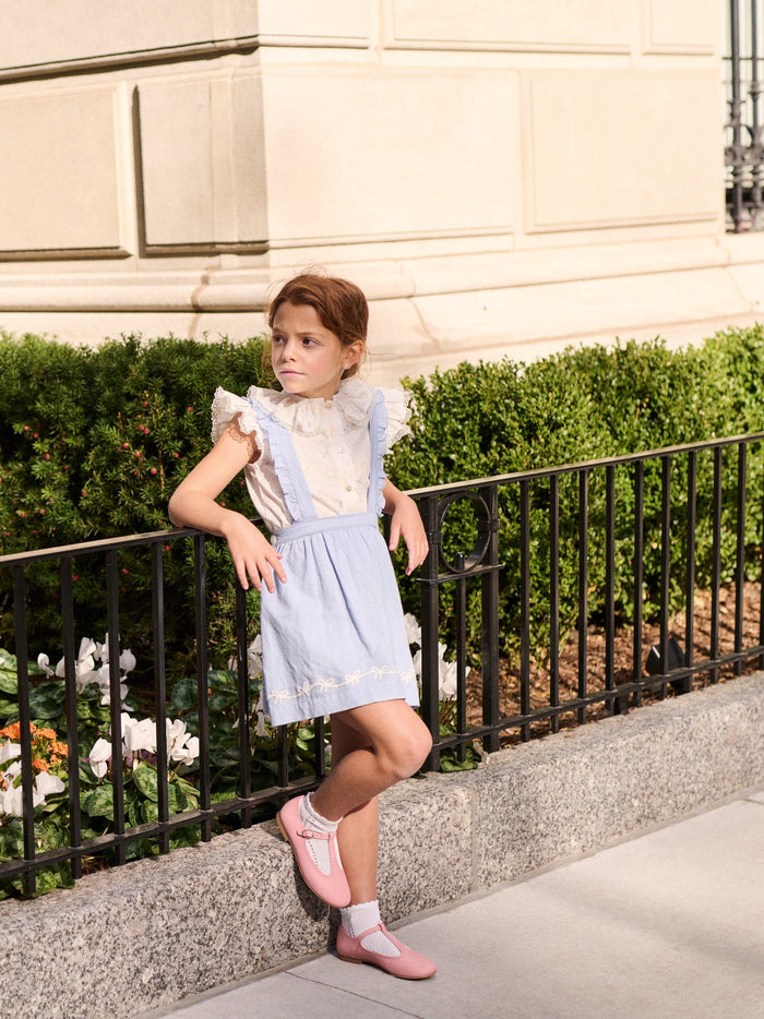 Nicky Hilton x La Coqueta Blue Whitney Girl Pinafore Skirt