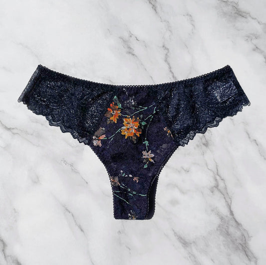 Night Garden Thong | Navy