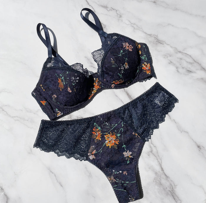 Night Garden Underwire Bra | Navy