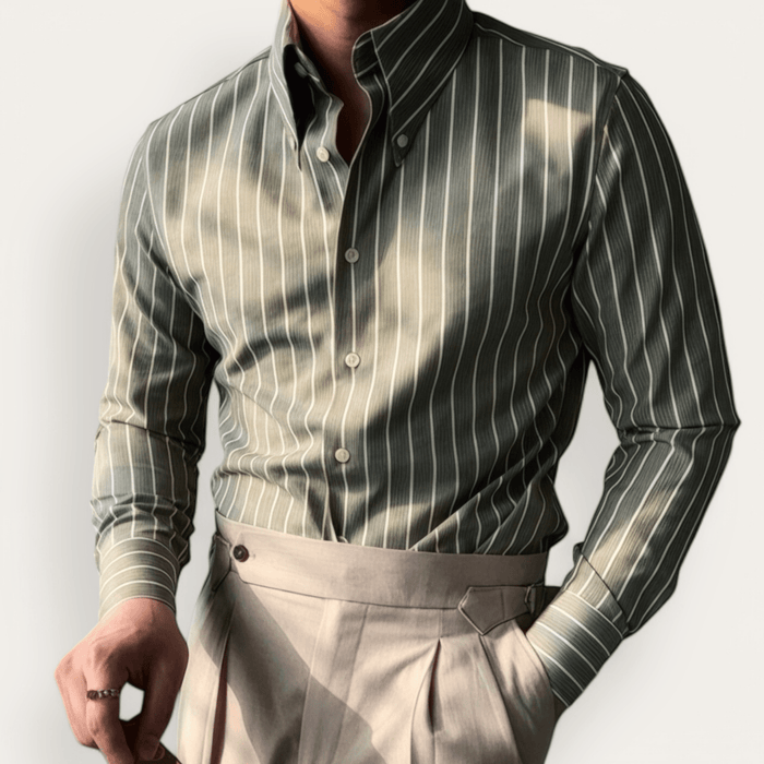 Non iron striped shirt gentleman’s trendy choice - AntoniosClothing - Black