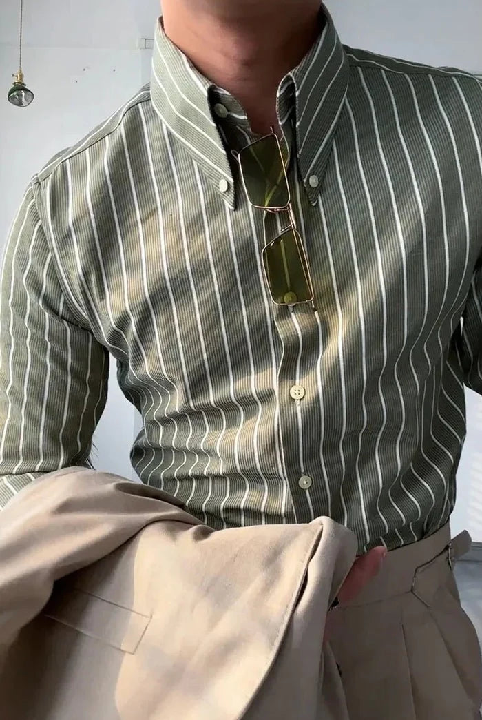 Non iron striped shirt gentleman’s trendy choice - AntoniosClothing - Black