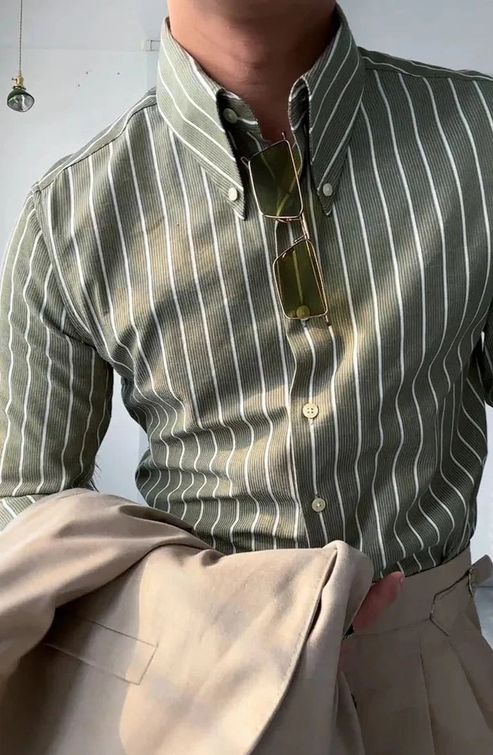 Non iron striped shirt gentleman’s trendy choice - AntoniosClothing - Black