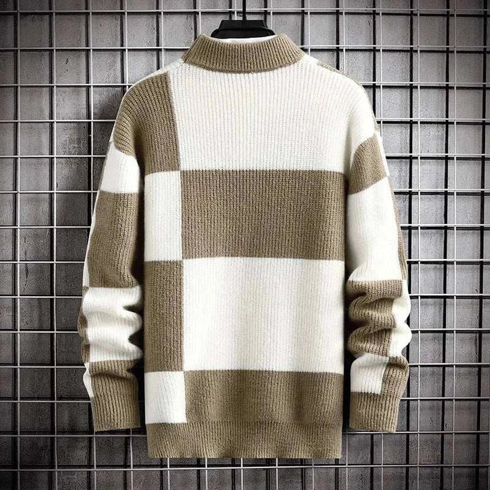 Norway winter sweater - AntoniosClothing - Khaki Collar White