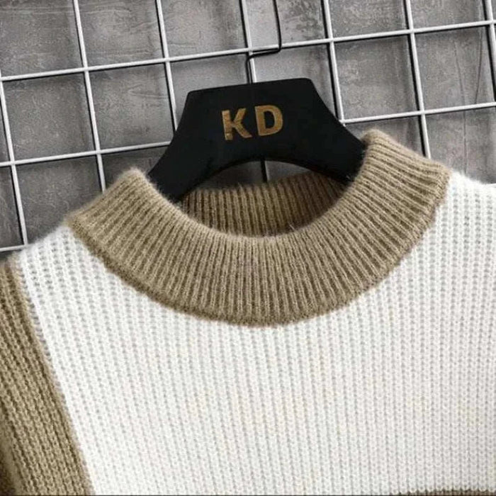 Norway winter sweater - AntoniosClothing - Khaki Collar White