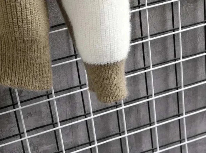 Norway winter sweater - AntoniosClothing - Khaki Collar White