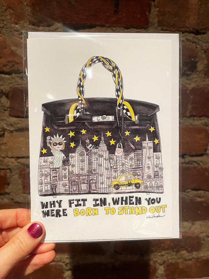 NYC Handbag Glitter Card