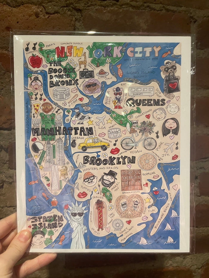 NYC Map Glitter Art Print