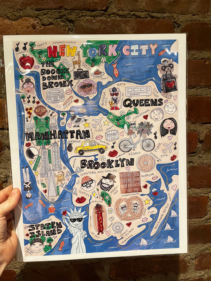 NYC Map Glitter Art Print
