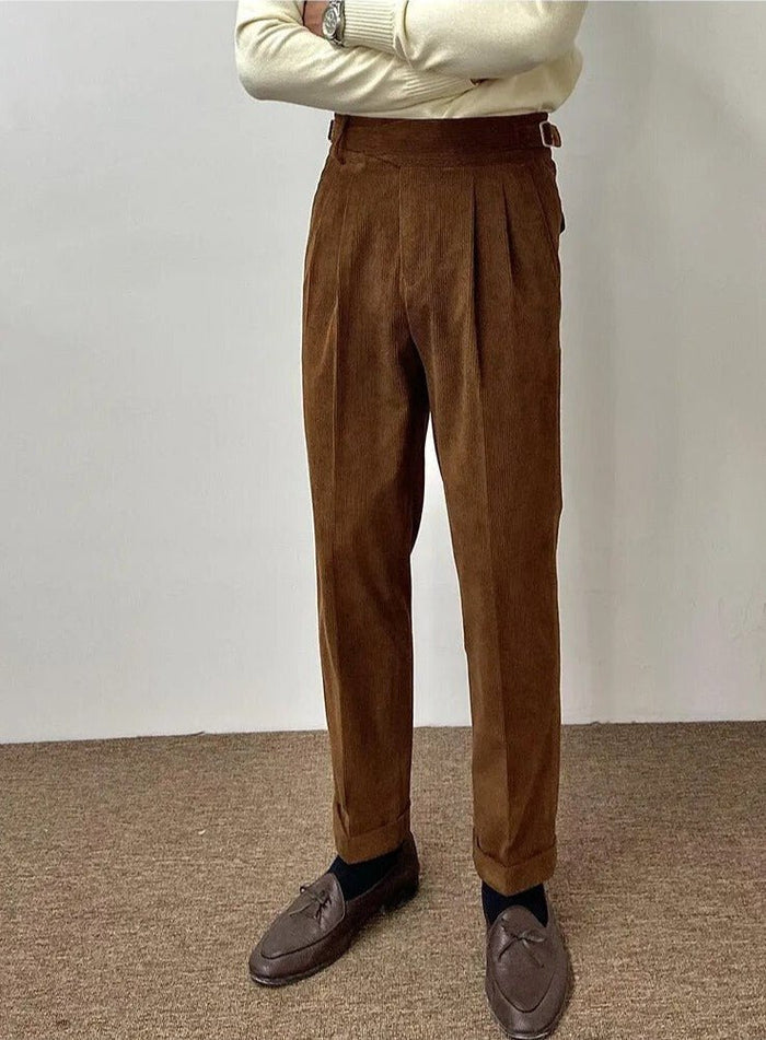 Office Corduroy Trousers - AntoniosClothing - Green