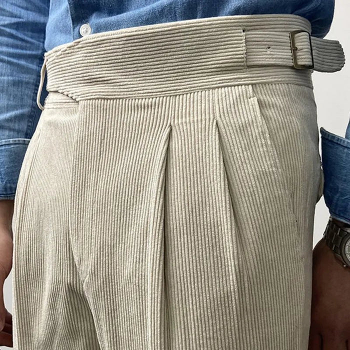 Office Corduroy Trousers - AntoniosClothing - Creamy White