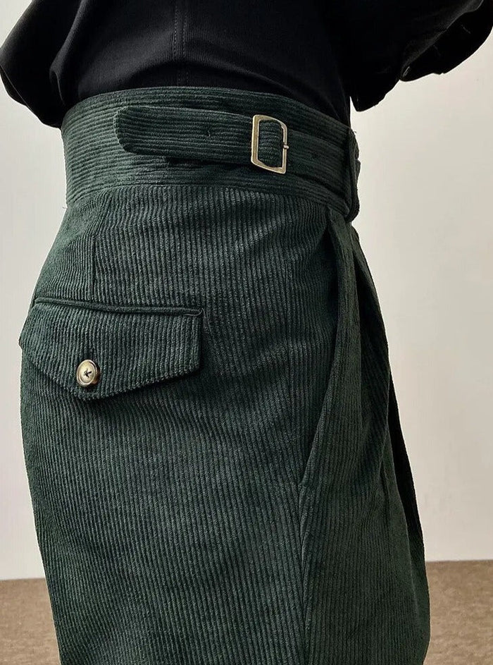 Office Corduroy Trousers - AntoniosClothing - Green