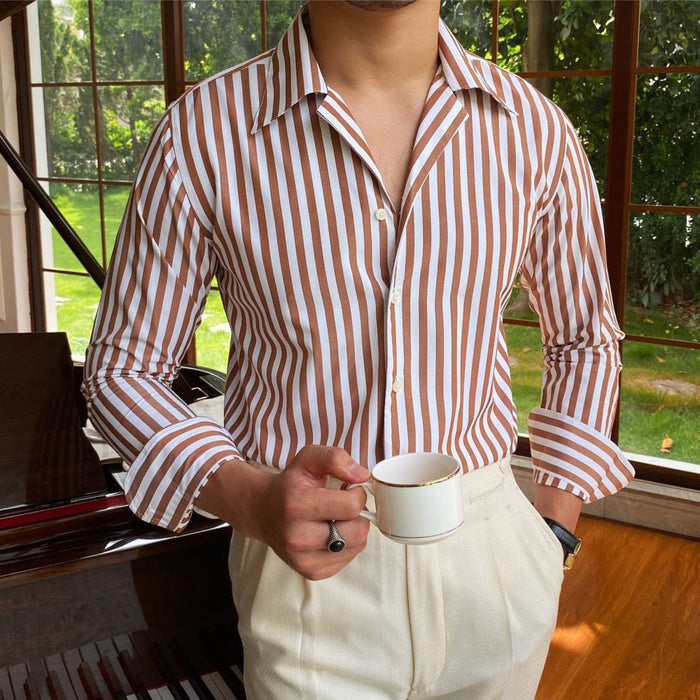 Office Formal Striped Shirt - AntoniosClothing - Sky Blue