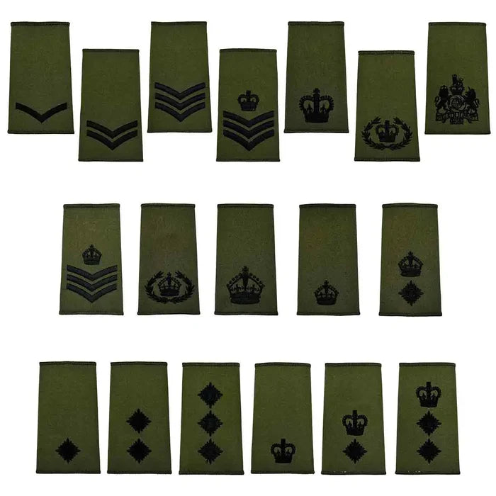 Olive Green Rank Slides with Black Embroidery (Pair) - John Bull Clothing  from  John Bull Clothing