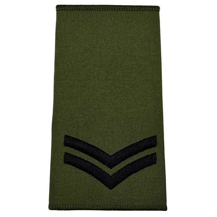 Olive Green Rank Slides with Black Embroidery (Pair) - John Bull Clothing Corporal from  John Bull Clothing