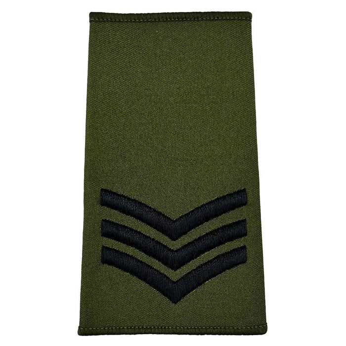 Olive Green Rank Slides with Black Embroidery (Pair) - John Bull Clothing Sergeant from  John Bull Clothing