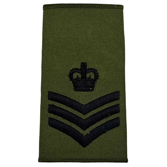 Olive Green Rank Slides with Black Embroidery (Pair) - John Bull Clothing  from  John Bull Clothing